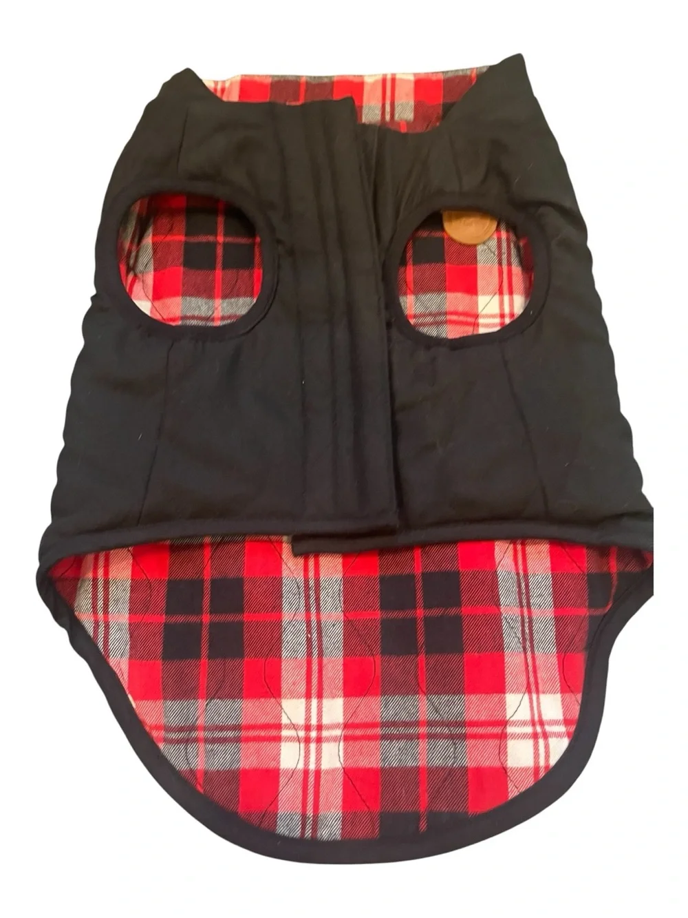 Reversible Red Plaid Dog Vest Harness - Cozy Plaid Pet Vest Size 16